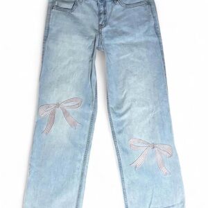 Abercrombie Kids Light Blue Straight Leg Jeans with Bow Details